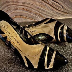 Jessica Simpson Black and Cream Heels